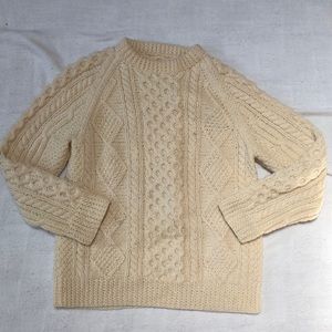 Hand-Knit Wool Irish Fisherman Sweater